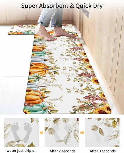 Miniatura 4 de Tapete de baño de Acción de Gracias para bañera, antideslizante, de secado rápido y absorbente, de tierra de diatomeas, para ducha, fregadero