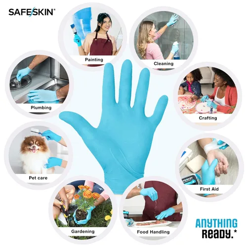 Miniatura 6 de SAFESKIN Guantes desechables de nitrilo, para trabajos medianos, sin polvo, para manipulación de alimentos, primeros auxilios, limpieza, jardinería