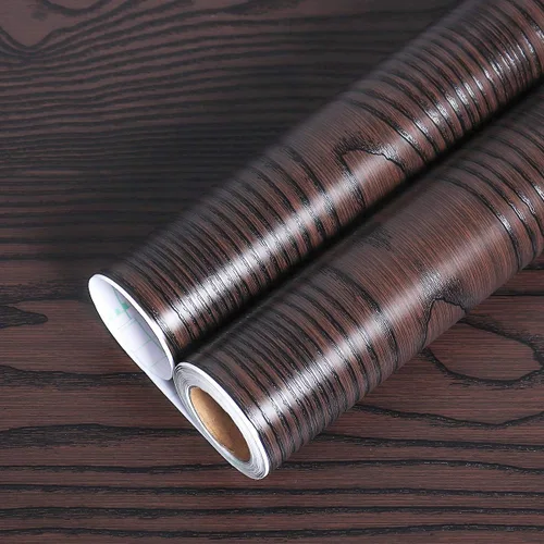 Miniatura 7 de Livelynine Papel de contacto de madera de roble oscuro para encimeras de escritorio, despegar y pegar, envoltura de vinilo de grano de madera