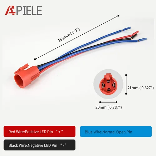 Miniatura 4 de Interruptor de botón momentáneo de 0.79 pulgadas, interruptor APIELE 10A 1NO de acero inoxidable IP65 a prueba de agua (12-24 V LED redondo alto)