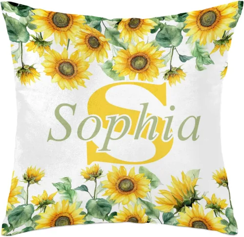 Miniatura 7 de Funda de almohada con nombre, funda de almohada personalizada con flores, funda de almohada cuadrada, regalos de cumpleaños para mamá, sofá, cama
