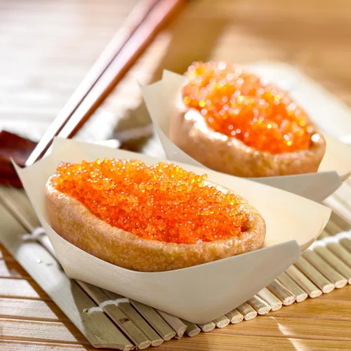 Miniatura 2 de Platos de madera desechables de bambú para barcos de madera, mini sushi, bandeja para servir sushi, bandeja para servir sushi con hojas de bambú