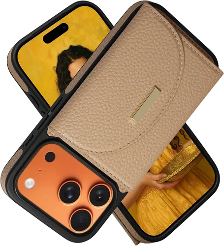 Miniatura 35 de Funda tipo cartera para iPhone 15 Pro de 6.1'', funda plegable con ranuras para tarjetas, soporte con anillo y atril, cubierta protectora tipo folio
