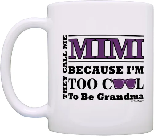 Miniatura 3 de ThisWear Regalo del Día de la Madre para Mimi Too Cool to Be a Grandma Gafas de sol de regalo de 11 oz taza de café de cerámica con asa