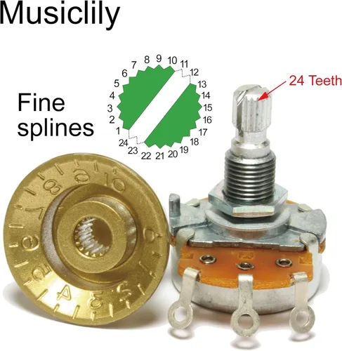 Miniatura 3 de Musiclily Pro Inch USA LP - Perillas de velocidad para guitarra, tono de 24 líneas, pomos de control de volumen para USA Les Paul CTS Pots guitarra