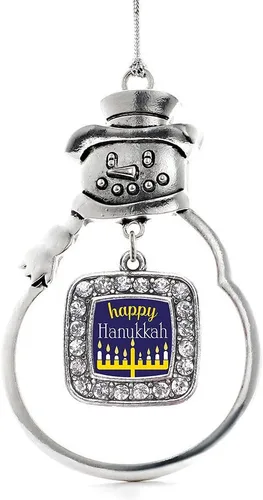 Miniatura 181 de Inspired Silver - Adorno de rodillo de reina - Adorno cuadrado de plata con muñeco de nieve con joyas de circonita cúbica