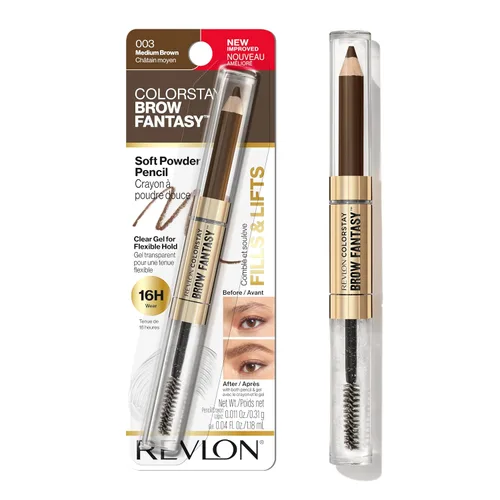 Miniatura 16 de Revlon ColorStay Brow Fantasy, lápiz de polvo para cejas todo en uno con gel transparente moldeador, gel infundido con pantenol, a prueba de Rubio