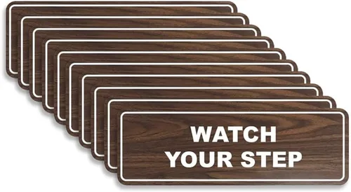 Miniatura 18 de Signs ByLITA Letrero estándar para pared o puerta con texto en inglés «Watch Your Step», señalización de salud y seguridad (negro), mediano