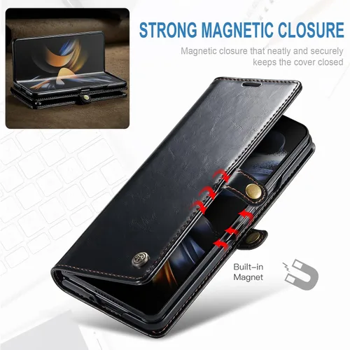 Miniatura 2 de Kowauri Funda para Samsung Galaxy Z Fold 4 5G, piel sintética, tipo cartera, con tarjetero y función atril, cierre magnético, protección a prueba