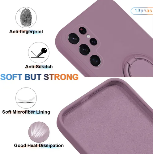 Miniatura 3 de Funda compatible con Samsung Galaxy S22 Ultra (5G 2022 lanzado), silicona con anillo giratorio de 360°, soporte magnético para automóvil, funda