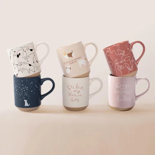 Miniatura 5 de Fringe Studio Celestial Dog - Taza de cerámica para perro, 12 onzas líquidas, azul marino, 429017 Perro celestial