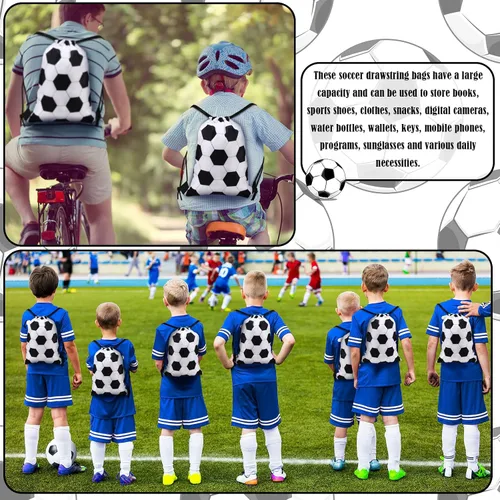 Miniatura 7 de Shappy 24 bolsas deportivas pequeñas con cordón, bolsa de caramelos, bolsas de regalo para fiestas deportivas (fútbol, 6.9 x 9.8 pulgadas)
