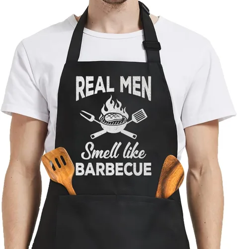 Miniatura 22 de SANDJEST Funny Mens Aprons with Pockets for BBQ Grilling Cooking Grandpa Husband Apron for Birthday Christmas Father's Day funny 7