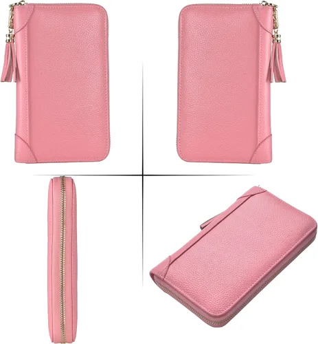 Miniatura 6 de Easyoulife - Monedero de cuero con cremallera, billetera portatarjetas para mujer, bloqueo RFID