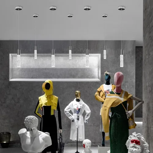 Miniatura 10 de OKELI Lámpara colgante moderna, luces LED de cristal de burbujas para isla de cocina, mini luces cromadas para isla de cocina, bar, 6 W, 6000 K, ETL