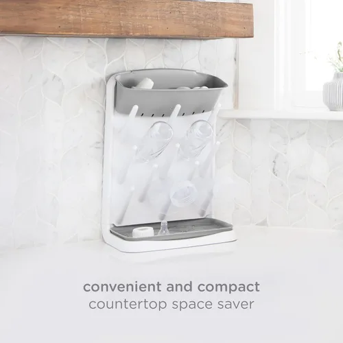 Miniatura 4 de Ubbi Estante de secado vertical de botellas, cepillo para botellas y tapete de secado de microfibra, artículos esenciales para bebés recién nacidos
