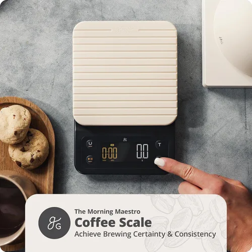 Miniatura 7 de Greater Goods Hervidor eléctrico de cuello de cisne y báscula de café, diseñada en San Luis, blanco abedul