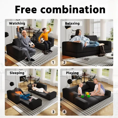 Miniatura 3 de Sofá seccional modular en forma de nube, sofá modular de combinación DIY para sala de estar, sofás de asiento de amor tejidos únicos con 2