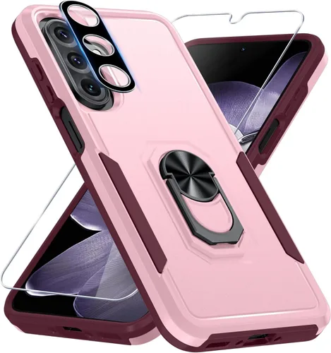 Miniatura 22 de Janmitta Funda compatible con Samsung Galaxy A14 5G con protector de pantalla + protector de lente de cámara, funda resistente de servicio pesado