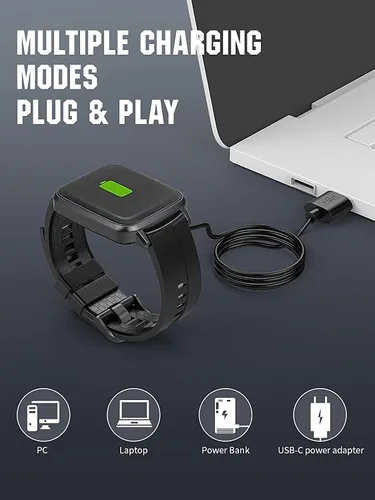 Miniatura 5 de Cargador universal magnético para reloj inteligente, accesorios de reloj inteligente de 2 pines de 0.157 in, cable de cargador magnético de repuesto