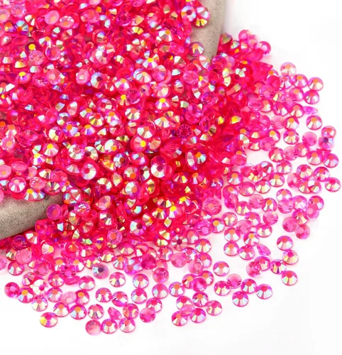 Miniatura 45 de Diamantes de imitación AB verdes a granel, 5000 piezas de diamantes de imitación de fondo plano redondos de gelatina AB sin fijación térmica, gemas