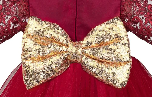 Miniatura 7 de Lilax Conjunto de 4 piezas de vestido de fiesta de boda de princesa de encaje recién nacido para bebé niña