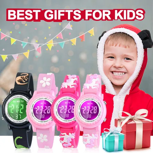 Miniatura 21 de Relojes LED impermeables para niños con alarma, juguetes para niños, regalos para niñas de 3 a 10 años