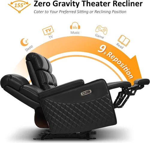Miniatura 6 de MCombo Sofá Loveseat Eléctrico de 3 Asientos de 76.7'' para Adultos, Asiento de Cine en Casa con Reposacabezas Eléctrico, Certificado FSC, Puertos