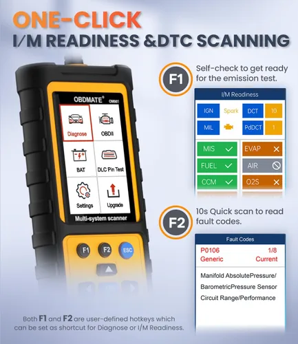Miniatura 5 de Escáner OBD2 con transmisión ABS SRS, restablecer luces de falla Compruebe el lector de código del motor con funciones OBDII completas Prueba