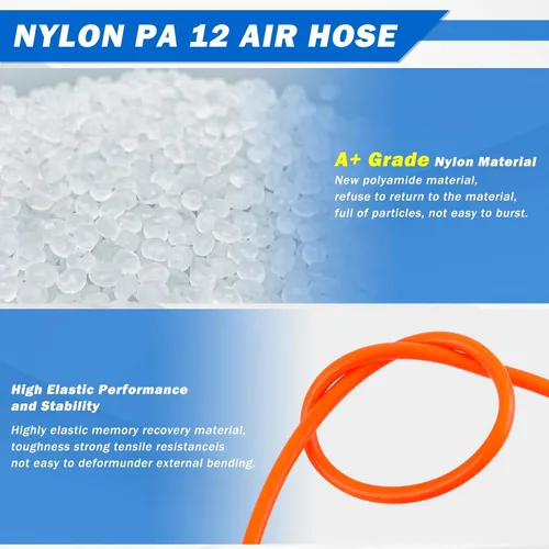 Miniatura 4 de Kit de línea de aire DOT de 1/4 pulgadas para kit de suspensión de bolsa de resorte de aire con accesorios, línea de aire PA DOT de 25 pies