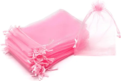 Miniatura 38 de 50 bolsas de organza transparentes de 3 x 4 pulgadas, pequeñas bolsas de regalo de joyería con cordón para bodas, fiestas, bolsas de dulces