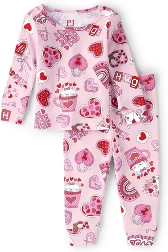 The Children's Place Baby Girls' and Toddler Valentine's Day Snug Fit 100% Cotton Pajama