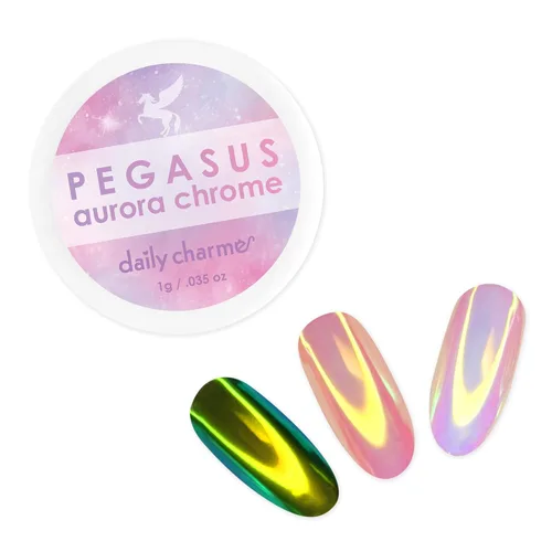 Daily Charme Pegasus Aurora - Polvo cromado de 0.04 oz, polvo de uñas Mermaid Aurora, pigmento de sirena, decoración de uñas nacarada, manicura