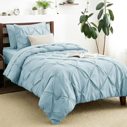 Miniatura 60 de CozyLux - Juego de ropa de cama con pliegues plisados de 7 piezas en una bolsa; edredón tamaño King para todas las estaciones, sábanas, fundas