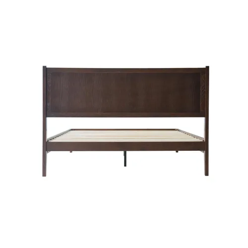 Miniatura 4 de Base de cama de plataforma de madera maciza tamaño King con cabecero y estribo, 12 listones resistentes, patas centrales de metal, almacenamiento