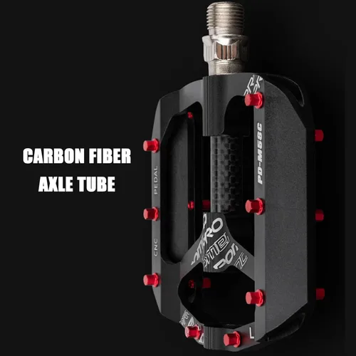 Miniatura 4 de Pedales de bicicleta de montaña Tubo de eje de fibra de carbono Pedales de bicicleta de aluminio 2 rodamientos ligeros ahorro de mano de obra