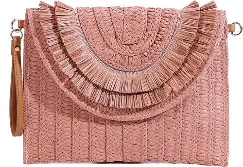 Monederos de paja para mujer, bolso de paja para mujer, bolso de mano bohemio, bolso de mano de paja, bolso de playa para mujer, artículos