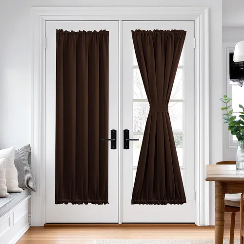 Miniatura 33 de Cortina térmica para puerta con bolsillo para barra, opacas, tratamiento de ventanas con ojales y ojales Deconovo 1 panel