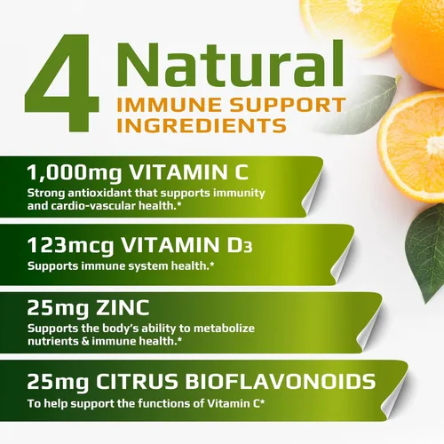 Miniatura 3 de C D Z Vitamina C, 1000 mg Vitamina D3, 125 mcg Zinc, 25 mg Sin OMG y sin gluten 120 cápsulas vegetarianas 120 porciones