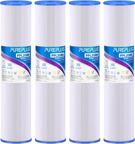 Miniatura 12 de PUREPLUS Filtro de sedimento plisado para toda la casa de 5 micrones de 20" x 4.5" para agua de pozo, cartucho de repuesto para ECP20-20BB, AP810-2