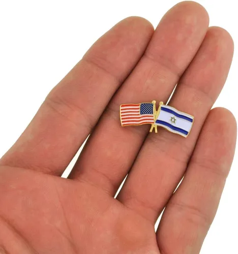 Miniatura 4 de PinMart Pin de solapa esmaltado con bandera de la amistad cruzada de Estados Unidos y el mundo