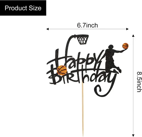 Miniatura 7 de Decoración de pastel de baloncesto con temática de baloncesto para hombres, deportes, niños, fiesta de cumpleaños, eventos deportivos, suministros