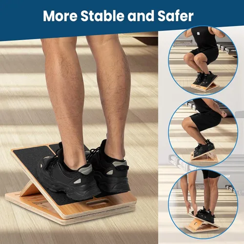 Miniatura 5 de StrongTek 13” Wide Portable Wooden Slant Board, 5-Level Incline (15°-35°), Lower Grip Handle, Beginner & Rehab Friendly, Non-Slip Surface for Calf