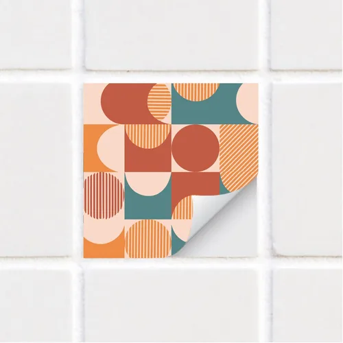 Miniatura 43 de Adhesivos de vinilo para azulejos de pared autoadhesivos, calcomanías impermeables para decoración de cocina, baño, línea ondulada de abulón, 6 x 6