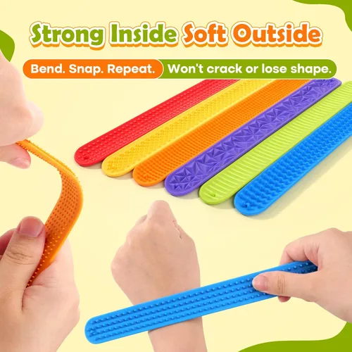 Miniatura 7 de Juguetes sensoriales antiestrés para niños: pulseras de silicona texturizada, paquete de 6, alivio del estrés para autismo, TDAH, juguetes