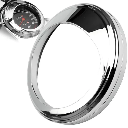 Anillo de ajuste de velocímetro montado en tanque de 5 pulgadas con visera para motocicletas Harley-Davidson 1968-2019 (cromo)