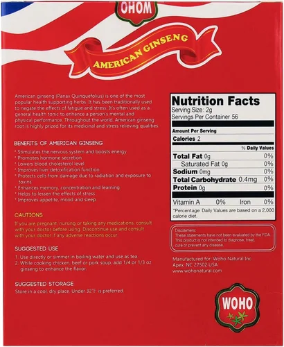 Miniatura 3 de WOHO American Ginseng #105.4 Caja larga pequeña de 4 onzas