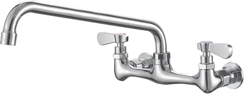 Miniatura 10 de modelo 4353 - Grifo de montaje en pared, grifo de cocina con boquilla giratoria de 8 pulgadas, cuello de cisne de 8 pulgadas, centro de 2 asas