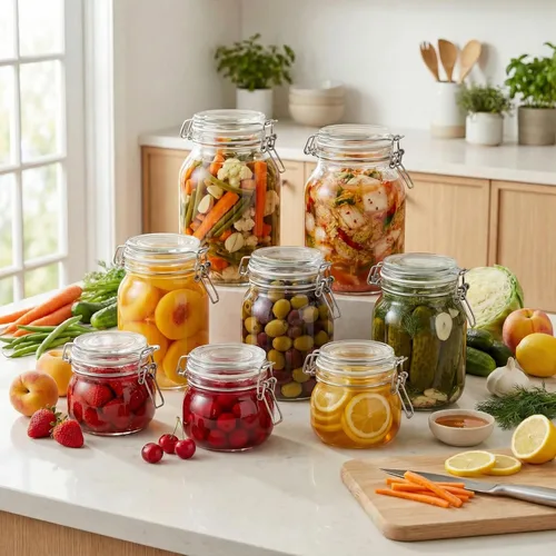 Miniatura 2 de HomArtist Frascos de vidrio de 32 oz de boca ancha con tapas herméticas, paquete de 4 frascos de vidrio para encurtir para conservas, fermentación
