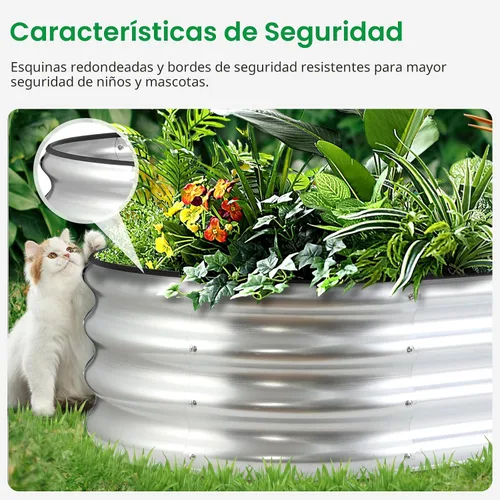 Miniatura 5 de JERIA Cama de Jardín Elevada, Galvanizada Elevada 2 PCS 2×2×1ft Cajas de Plantación para Exteriores con Fácil Montaje, Cama de Jardín Redonda